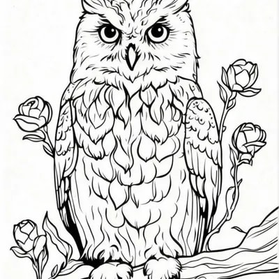 Промпт снежной совы, раскраска