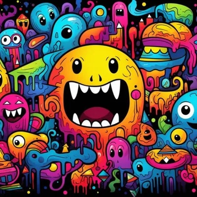 Промпт в с тиле дудл арт