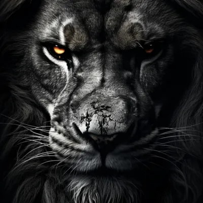 Промт чб лев с желтыми глазами