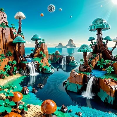 Космический пейзаж в стиле LEGO Star Wars