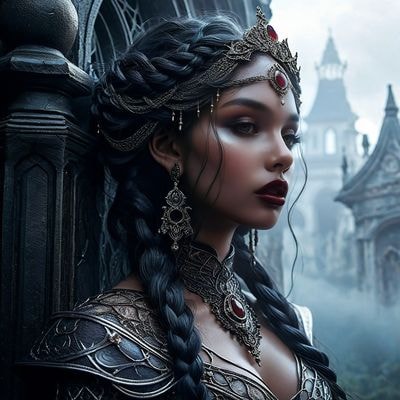 Загадочная девушка с косами в тумане