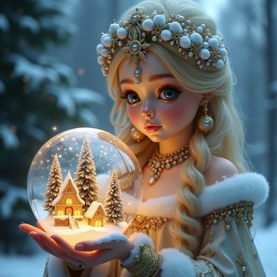 Снегурочка с сияющим зимним шаром