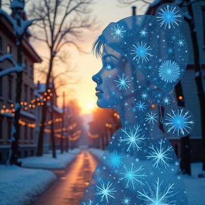 Двойная экспозиция со Снегурочкой