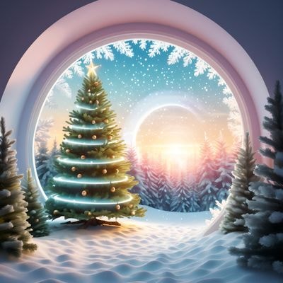 Портал из уютной комнаты в зимний лес