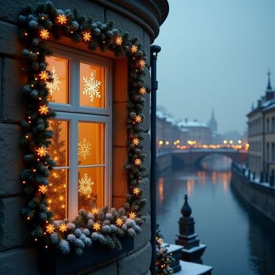 Новогоднее окно петербургского дома