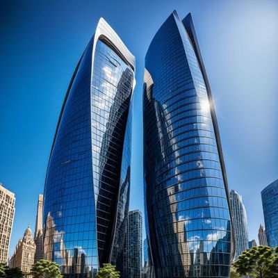 Современный небоскрёб из стекла и стали