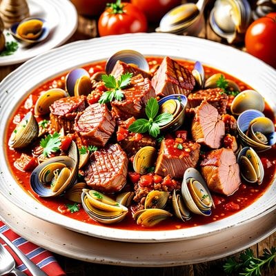 Свинина с моллюсками по-португальски