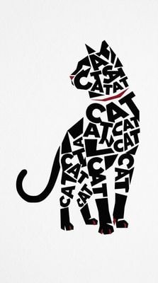 Силуэт кота из типографики