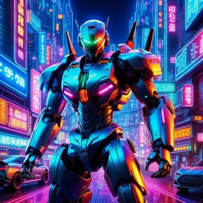 Тобот на фоне футуристического города