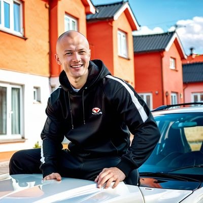 Мужской портрет у белой Toyota