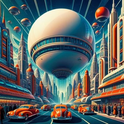 Ретрофутуристический город сороковых