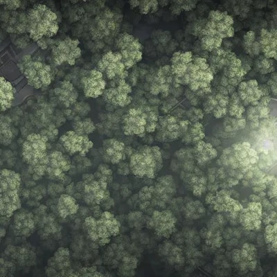 an opening in the woodlands : : high angle shot fr...