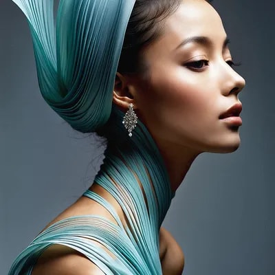 an image of a person with a flowing, sculptural h...