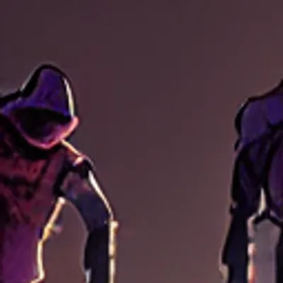 a battle in the ruined streets at night between 3 ...