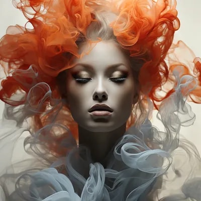 smoke sculpture portrait of a woman, in the style ...