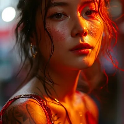 Chinese model poses for a selfie, in the style of ...