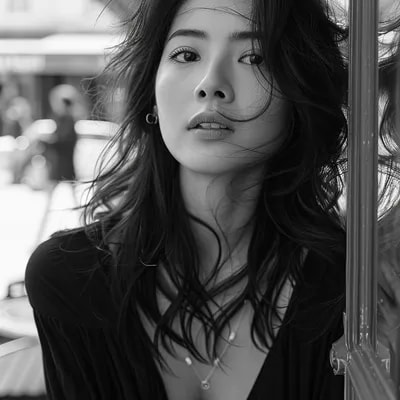 ultra-realistic black and white photo of a beautif...