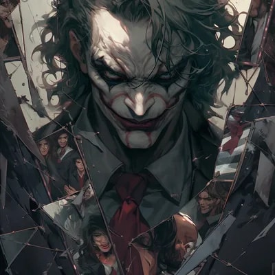 The Joker, a villain from the Batman film series, ...