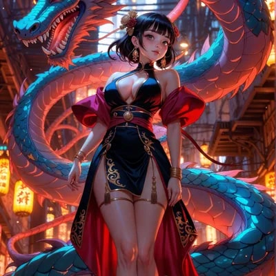 Kyoto Animation stylized anime mixed with traditio...