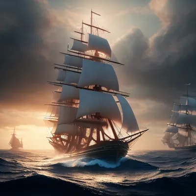 photo of a ultra realistic sailing ship, dramatic ...