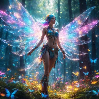 Magical Forest scenery, chronomancer(a female), a ...