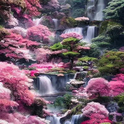 long range view, Beautiful Japanese flower garden,...