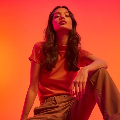 wide and low angle, cinematic, fashion photography...