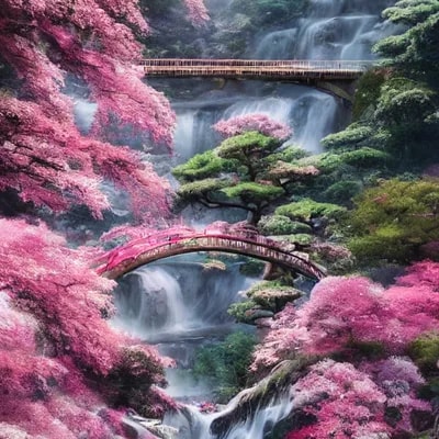 long range view, Beautiful Japanese flower garden,...