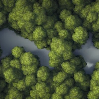 an opening in the woodlands : : high angle shot fr...