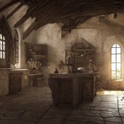 medieval kitchen l : : close shot : : 3 5 mm, real...