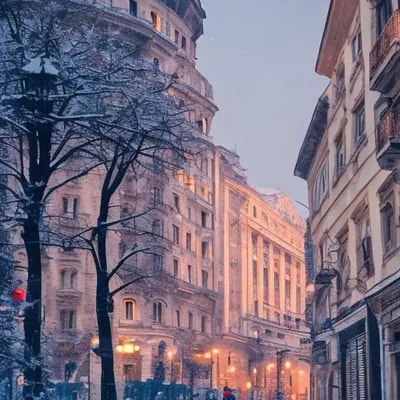 Bucharest| street| old town| old city| winter| hea...