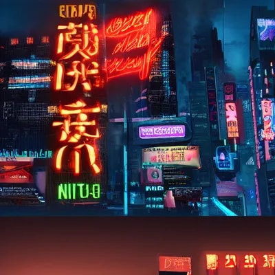 cyberpunk futuristic tempura food, night, japanese...