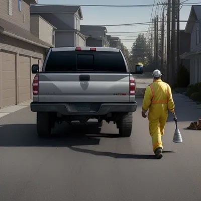 hyper realistic image of a worker walking around a...