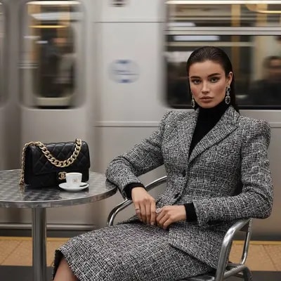 Elegant high-fashion scene in the style of a luxury photoshoot. Medium