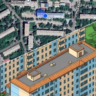 Take this location and make the landmark an isometric image (building 