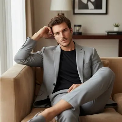 cinematic morning light, soft fabric textures, refined masculinity, ed