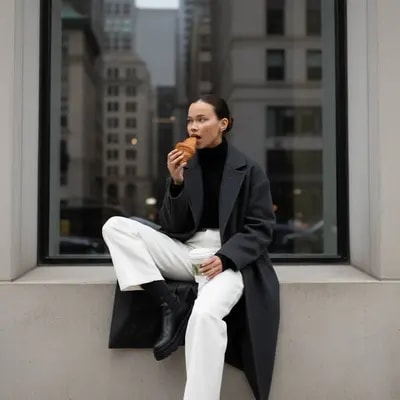 cold morning light, city architecture reflection, minimalist street fa