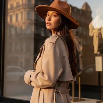 Cinematic editorial city morning, golden light reflections, realistic 