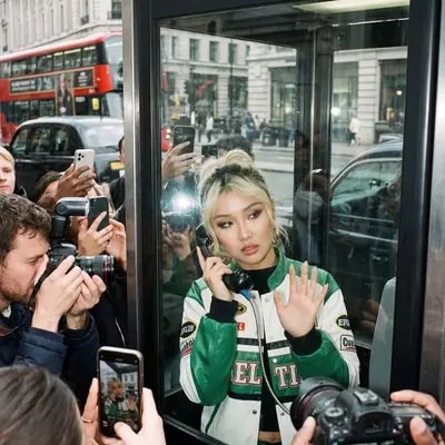 A high-quality image set on a busy London style street. The 