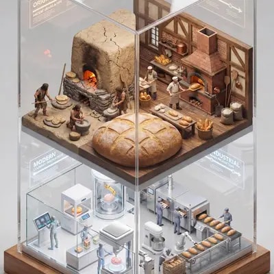 hyper-realistic isometric 3D diorama in the format of a museum exposit