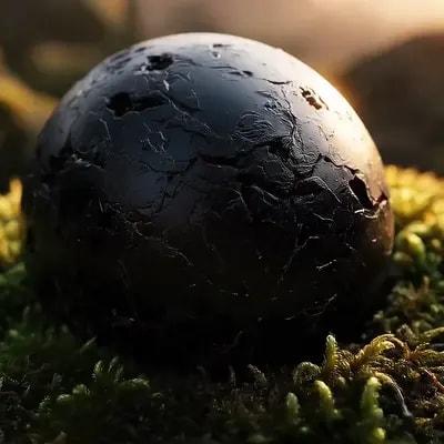 |
  Extreme macro: a palm-sized obsidian dragon egg cracks o