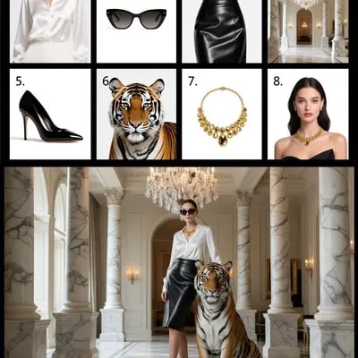 Remove the grid lines and combine all these items into one cohesive  l