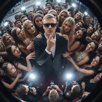 Wide-angle GoPro-style shot from a high, symmetrical bird’s-eye perspe