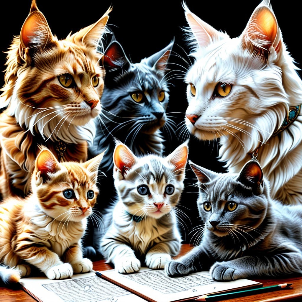 pencil, charcoal and pastel cats by Leo Forest