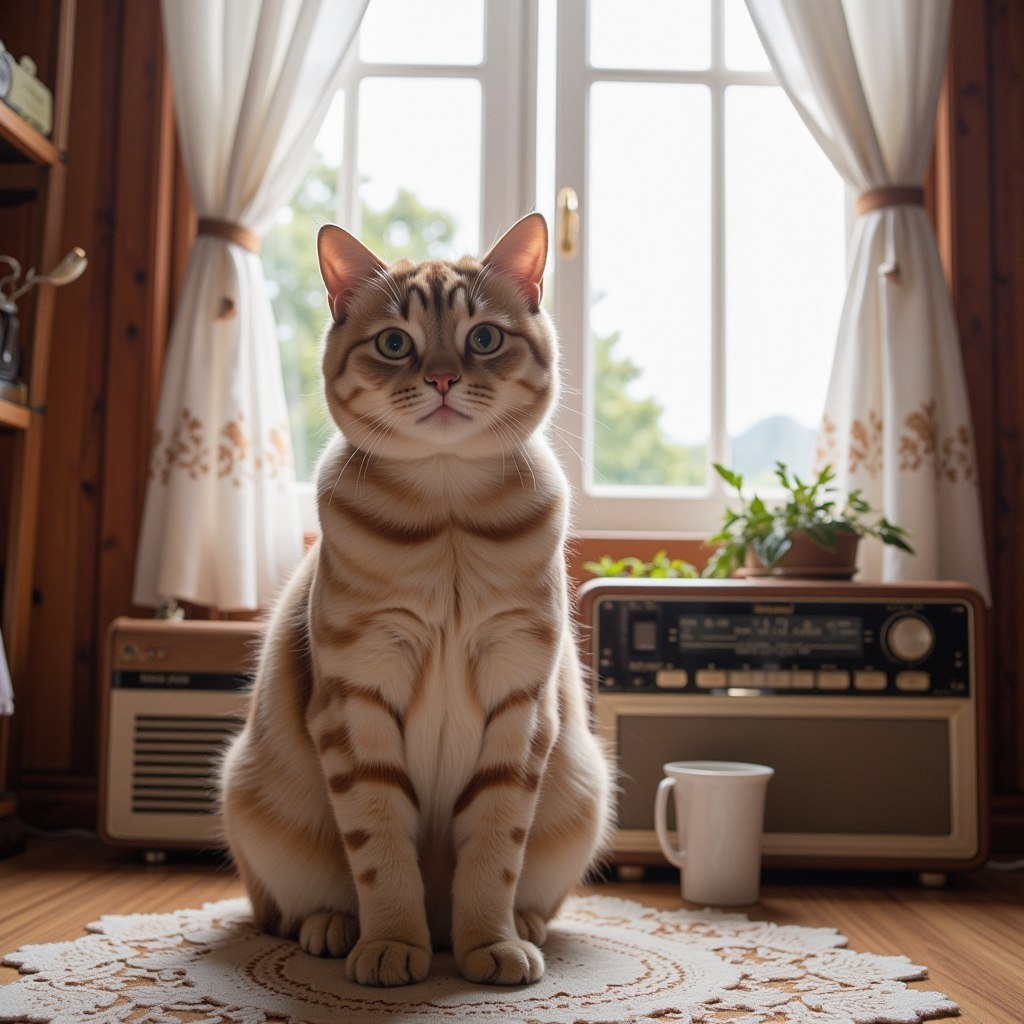 ✏  A Scottish Fold cat, light beige in color with delicate s