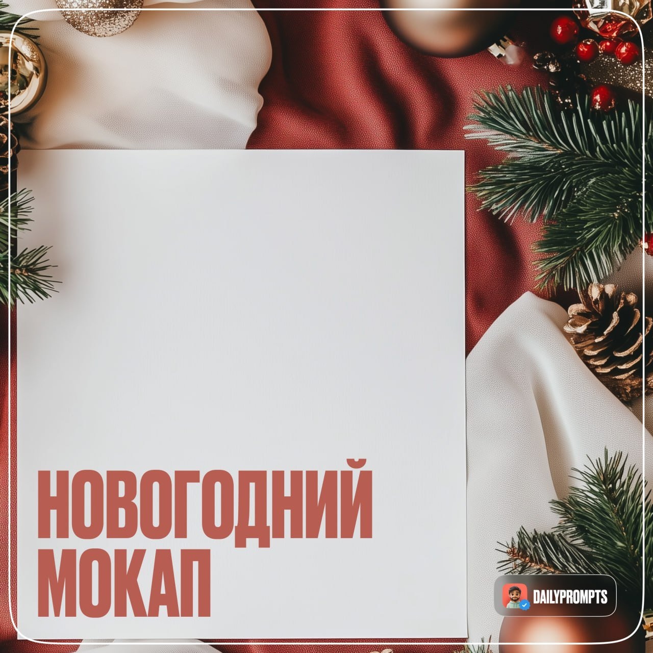Новогодний мокап приглашения с праздничным декором