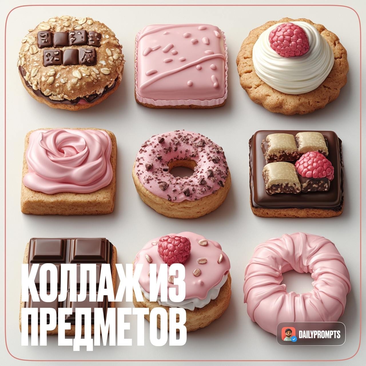 Сетка из девяти акварельных объектов