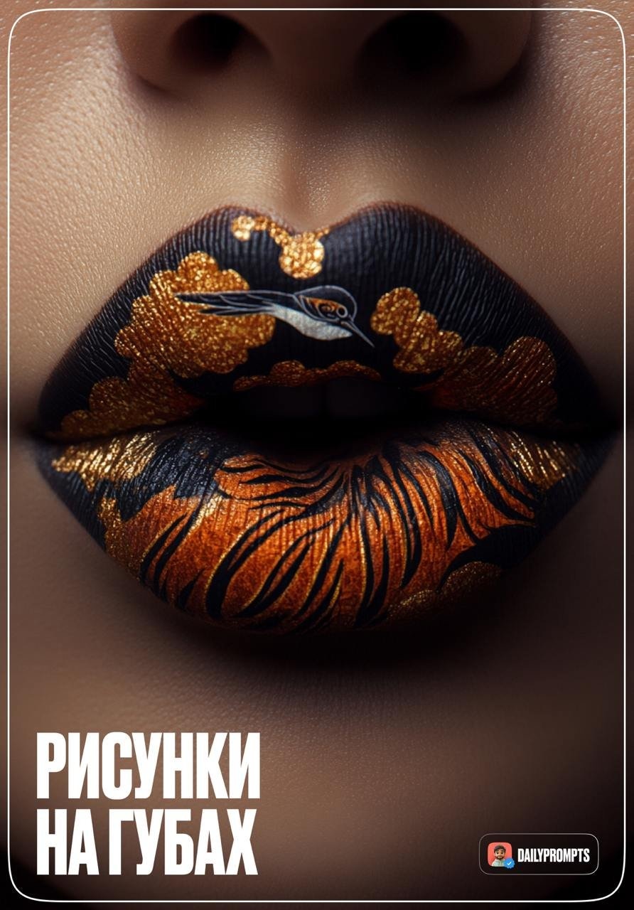 Художественная роспись губ крупным планом