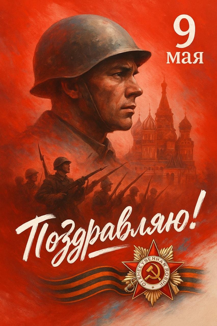 Поздравительный баннер к 9 мая в советском стиле