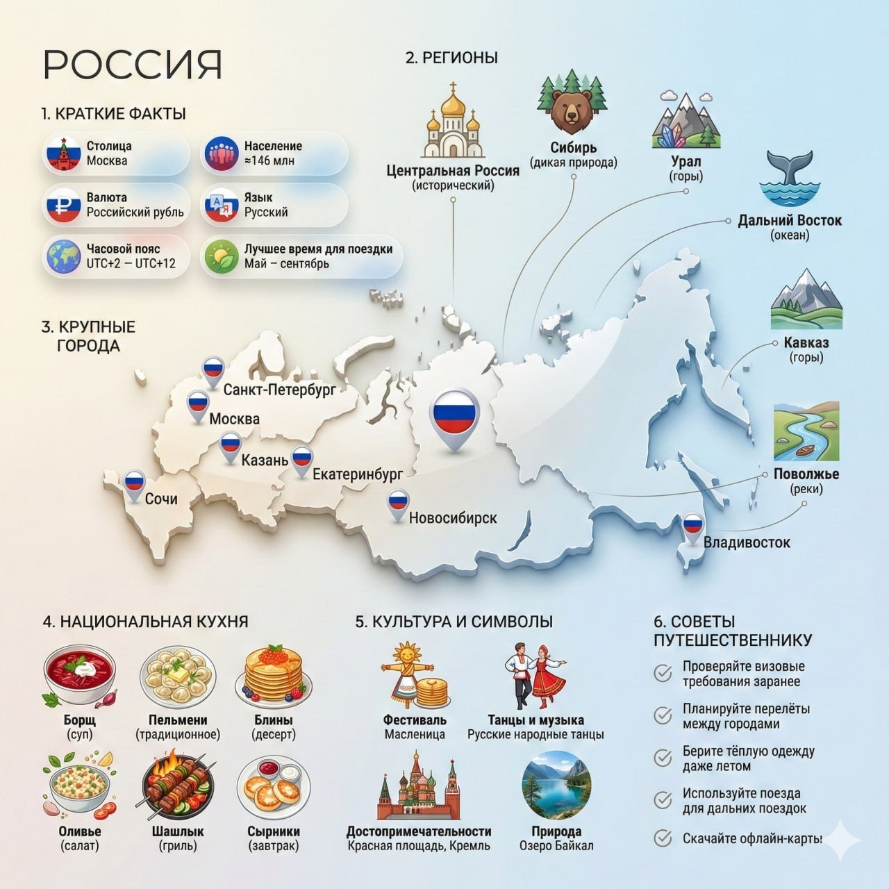 Туристическая инфографика о России